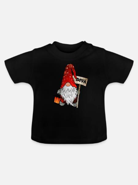 Wichtel Diva Weihnachtsgnom - Baby Bio-T-Shirt mit Rundhals - Schwarz