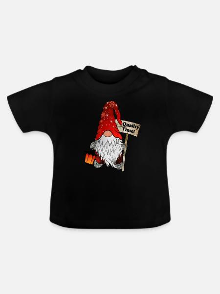 Quality Time Wichtel – Weihnachtsgnom - Baby Bio-T-Shirt mit Rundhals - Schwarz