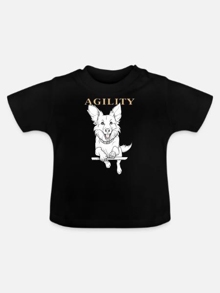 HUND AGILITY - Baby Bio-T-Shirt mit Rundhals - Schwarz