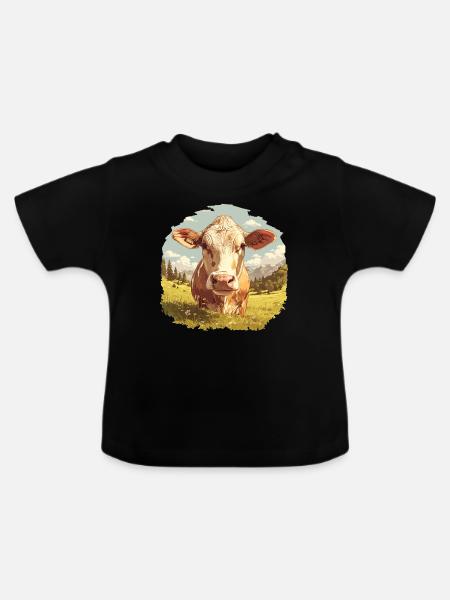 Kühe Kuh - Baby Bio-T-Shirt mit Rundhals - Schwarz