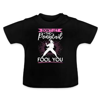 Ne laissez pas la queue de cheval vous tromper - Muay Thai drôle - T-shirt bio col rond Bébé - noir - Devant