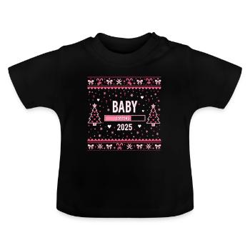 Ich werde Große Schwester 2025 - Baby Bio-T-Shirt mit Rundhals - Schwarz - Vorne