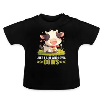 Kühe Kuh - Baby Bio-T-Shirt mit Rundhals - Schwarz - Vorne
