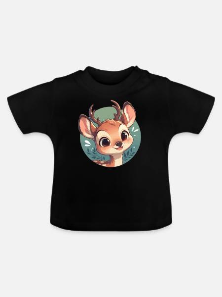 Hirsche Hirsch - Baby Bio-T-Shirt mit Rundhals - Schwarz