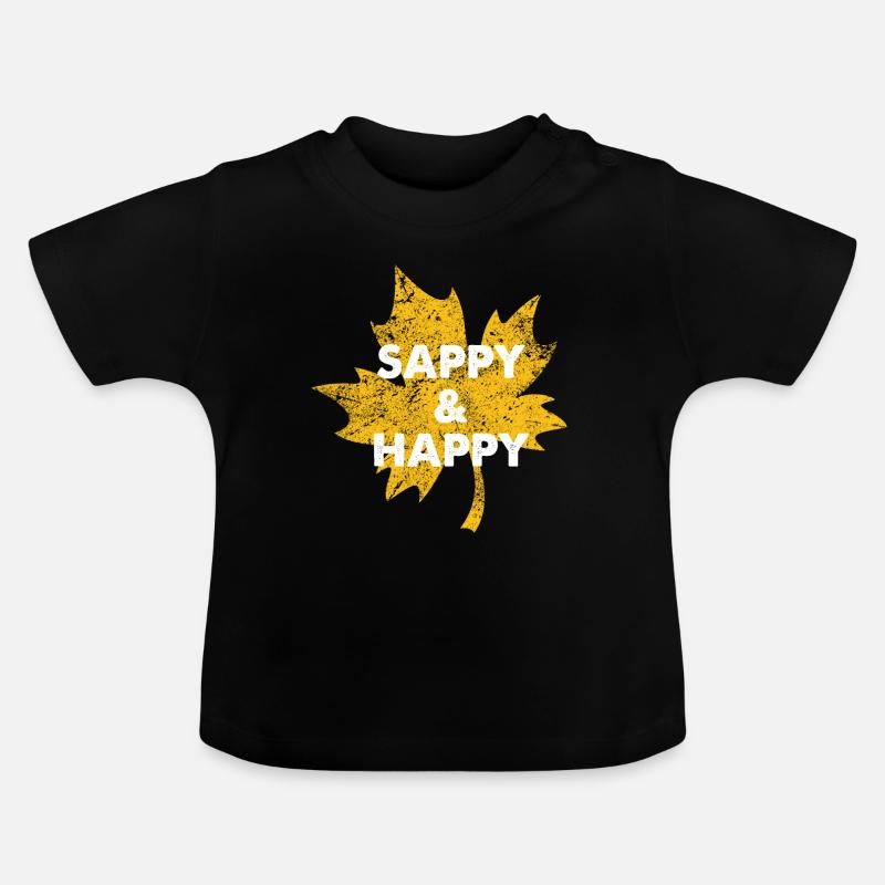 Sappy And Happy Sirop D’érable Tapping Arbre Robinet - T-shirt bio col rond Bébé - noir