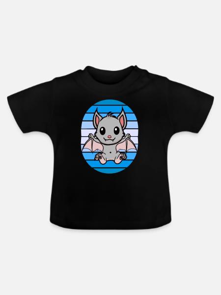 Retro Fledermaus Fledermäuse - Baby Bio-T-Shirt mit Rundhals - Schwarz