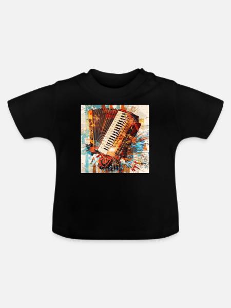 Akkordeon - Baby Bio-T-Shirt mit Rundhals - Schwarz