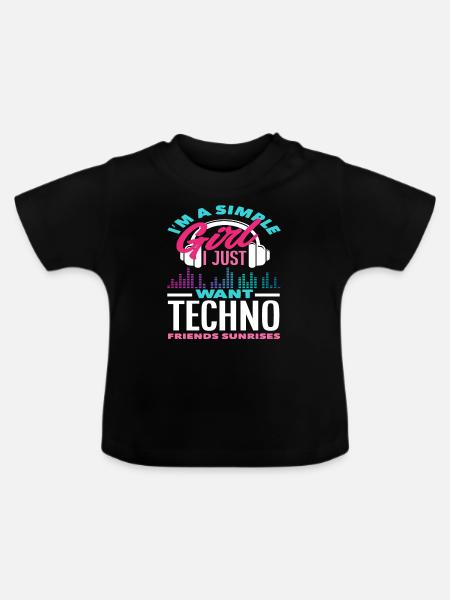 Techno Lover Einfache Mädchen Freunde - Baby Bio-T-Shirt mit Rundhals - Schwarz