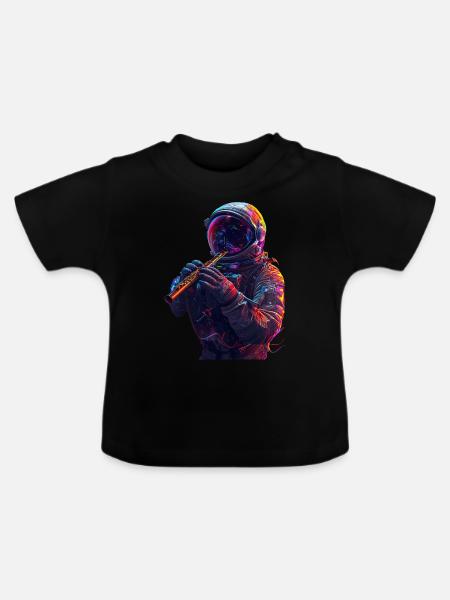 Astronaut Querflöte - Baby Bio-T-Shirt mit Rundhals - Schwarz