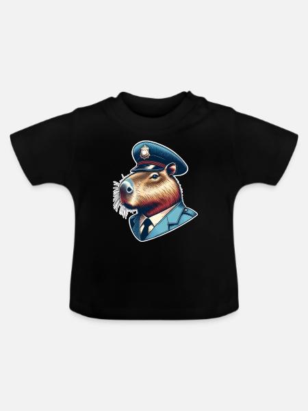 Capybara Polizei - Baby Bio-T-Shirt mit Rundhals - Schwarz