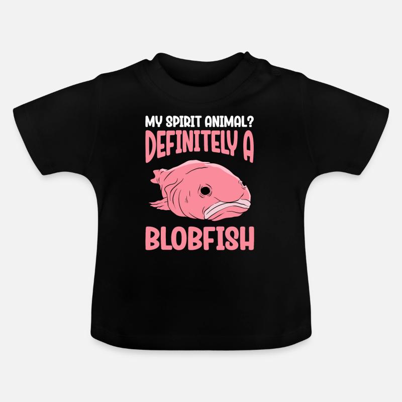 Drôle de poisson Blobfish mignon - T-shirt bio col rond Bébé - noir