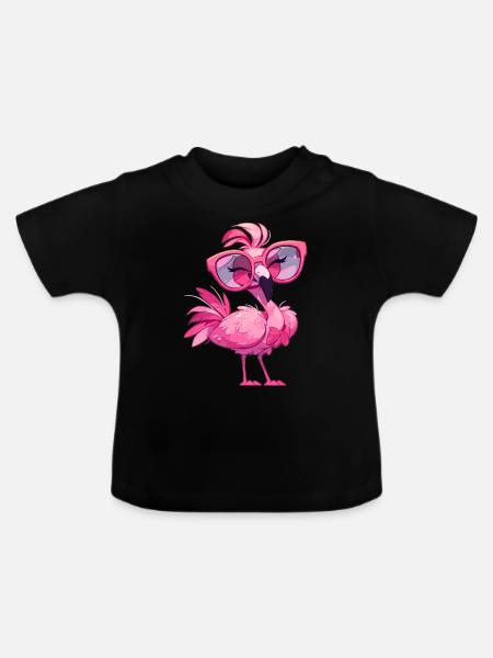 Flamingos Flamingo - Baby Bio-T-Shirt mit Rundhals - Schwarz