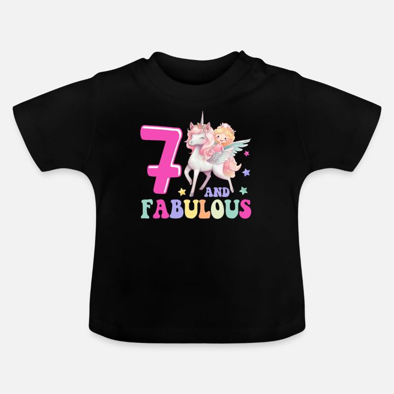 7 Et fabuleux - T-shirt bio col rond Bébé - noir