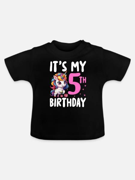 It's My 5th Birthday - Baby Organic T-Shirt with Round Neck - black