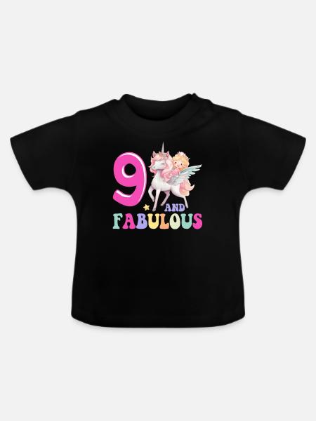 9 And Fabulous - Baby Organic T-Shirt with Round Neck - black