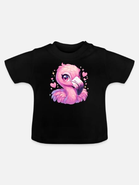 Flamingos Flamingo - Baby Bio-T-Shirt mit Rundhals - Schwarz