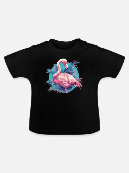 Flamingos Flamingo - Baby Bio-T-Shirt mit Rundhals - Schwarz