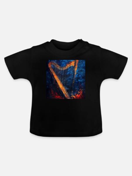 Harfe - Baby Bio-T-Shirt mit Rundhals - Schwarz