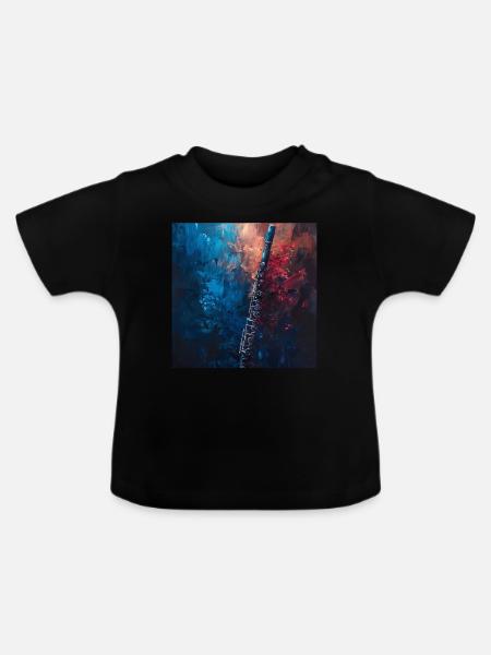 Flöte - Baby Bio-T-Shirt mit Rundhals - Schwarz
