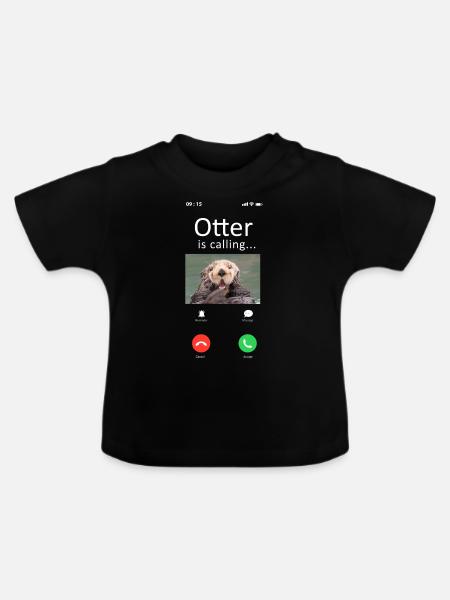 Otter Phone Display Otter Is - Baby Bio-T-Shirt mit Rundhals - Schwarz
