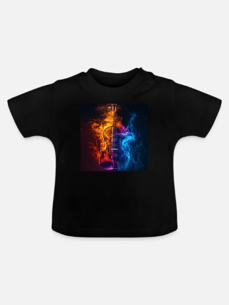 Violine - Baby Bio-T-Shirt mit Rundhals - Schwarz
