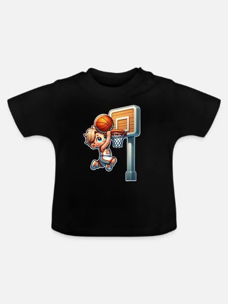 Basketball Dunking - Baby Bio-T-Shirt mit Rundhals - Schwarz