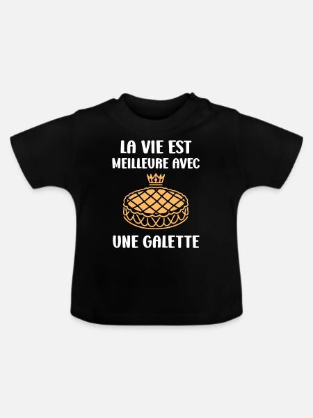 Pfannkuchen - Baby Bio-T-Shirt mit Rundhals - Schwarz