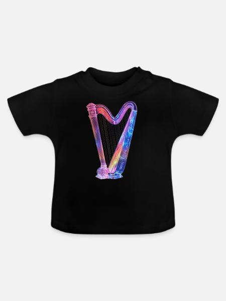 Harfe - Baby Bio-T-Shirt mit Rundhals - Schwarz