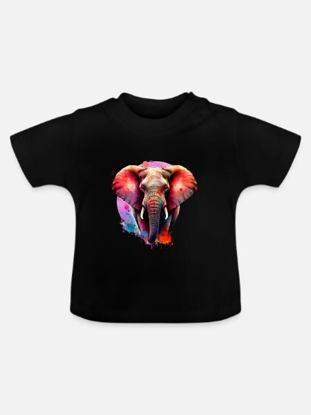 Elefant - Baby Bio-T-Shirt mit Rundhals - Schwarz
