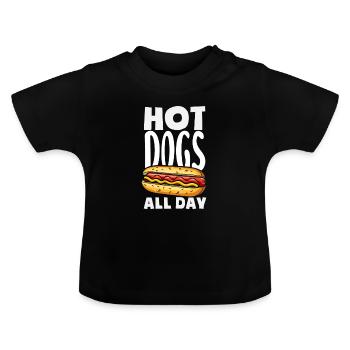 Hot Dogs All Day Enjoyment - Baby Organic T-Shirt with Round Neck - black - Front