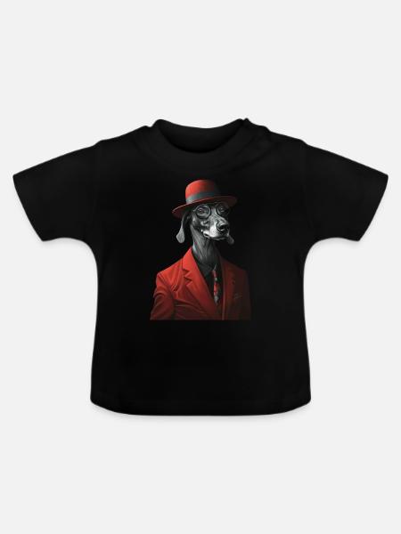 Windhund - Baby Bio-T-Shirt mit Rundhals - Schwarz