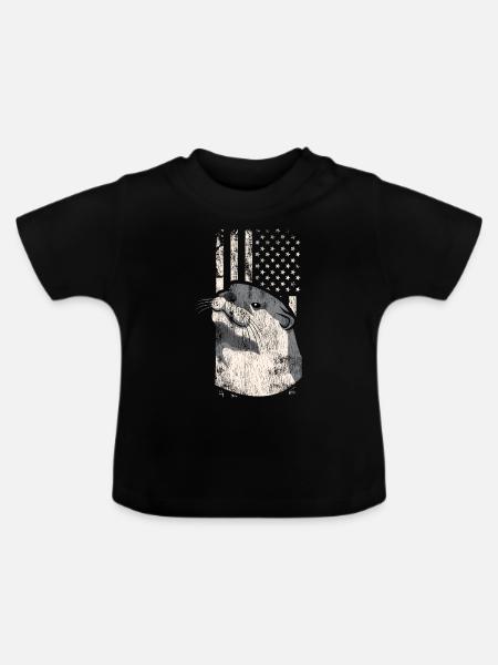 Otter American Flag - Baby Bio-T-Shirt mit Rundhals - Schwarz