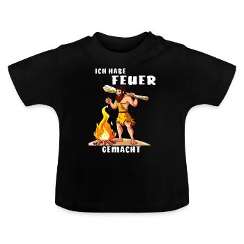 NÉANDERTAL J’AI FAIT UN FEU - T-shirt bio col rond Bébé - noir - Devant