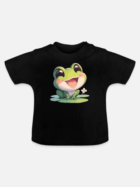 Frosch Frösche - Baby Bio-T-Shirt mit Rundhals - Schwarz