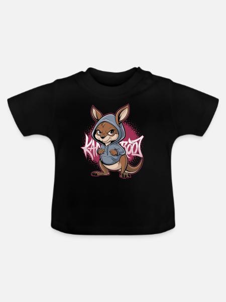 Känguru Kangaroo Australische Tiere - Baby Bio-T-Shirt mit Rundhals - Schwarz