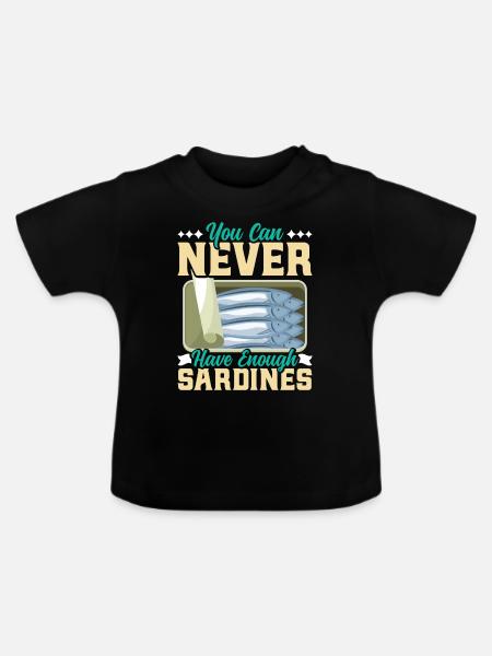 Sardinen, Angeln, Fische - Baby Bio-T-Shirt mit Rundhals - Schwarz