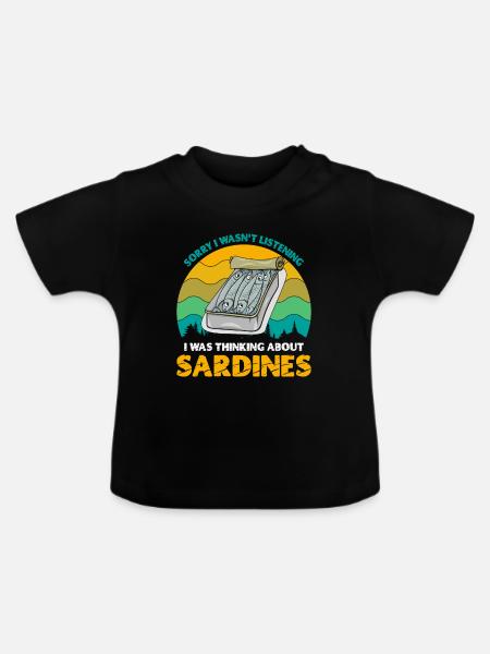 Sardinen, Angeln, Fische - Baby Bio-T-Shirt mit Rundhals - Schwarz