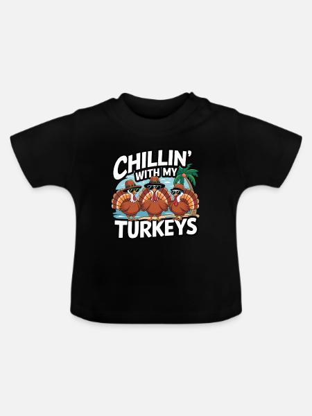 Lustiger Thanksgiving Truthahn - Baby Bio-T-Shirt mit Rundhals - Schwarz