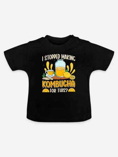 Kombucha Scoby fermented drinks - Baby Bio-T-Shirt mit Rundhals - Schwarz
