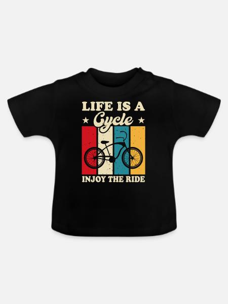Life is a cycle - Baby Bio-T-Shirt mit Rundhals - Schwarz