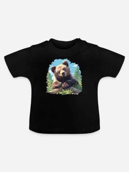 Grizzlybären Grizzlybär - Baby Bio-T-Shirt mit Rundhals - Schwarz