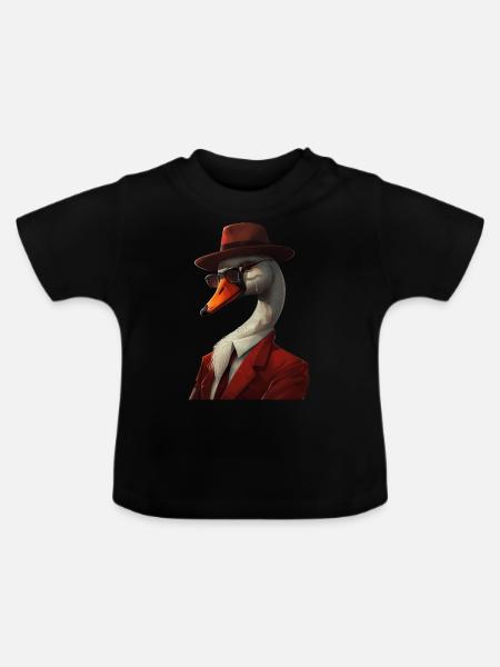Schwan - Baby Bio-T-Shirt mit Rundhals - Schwarz