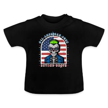 Crâne Punk w Neon Mohawk et fond de drapeau des États-Unis - T-shirt bio col rond Bébé - noir - Devant