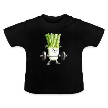 Poireaux soulevés de terre - T-shirt bio col rond Bébé - noir - Devant