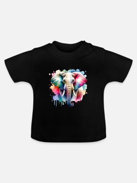 Elefant - Baby Bio-T-Shirt mit Rundhals - Schwarz