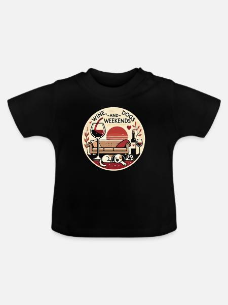 Weinhunde und Wochenenden - Baby Bio-T-Shirt mit Rundhals - Schwarz