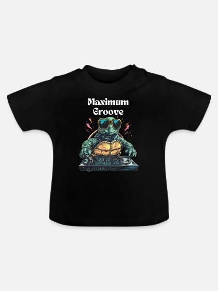 Maximum Groove - Coole DJ-Schildkröte - Baby Bio-T-Shirt mit Rundhals - Schwarz