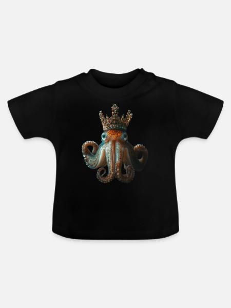 Tintenfisch - Baby Bio-T-Shirt mit Rundhals - Schwarz