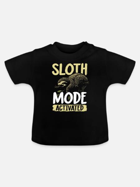 Sloth Mode: Activated Faultier Sloth - Baby Bio-T-Shirt mit Rundhals - Schwarz
