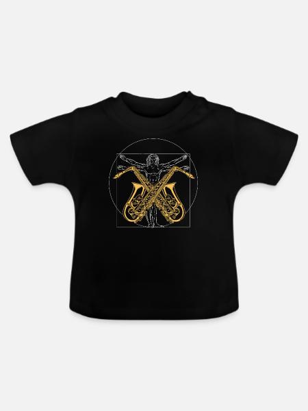 Saxophone Vitruvian Man - Baby Bio-T-Shirt mit Rundhals - Schwarz